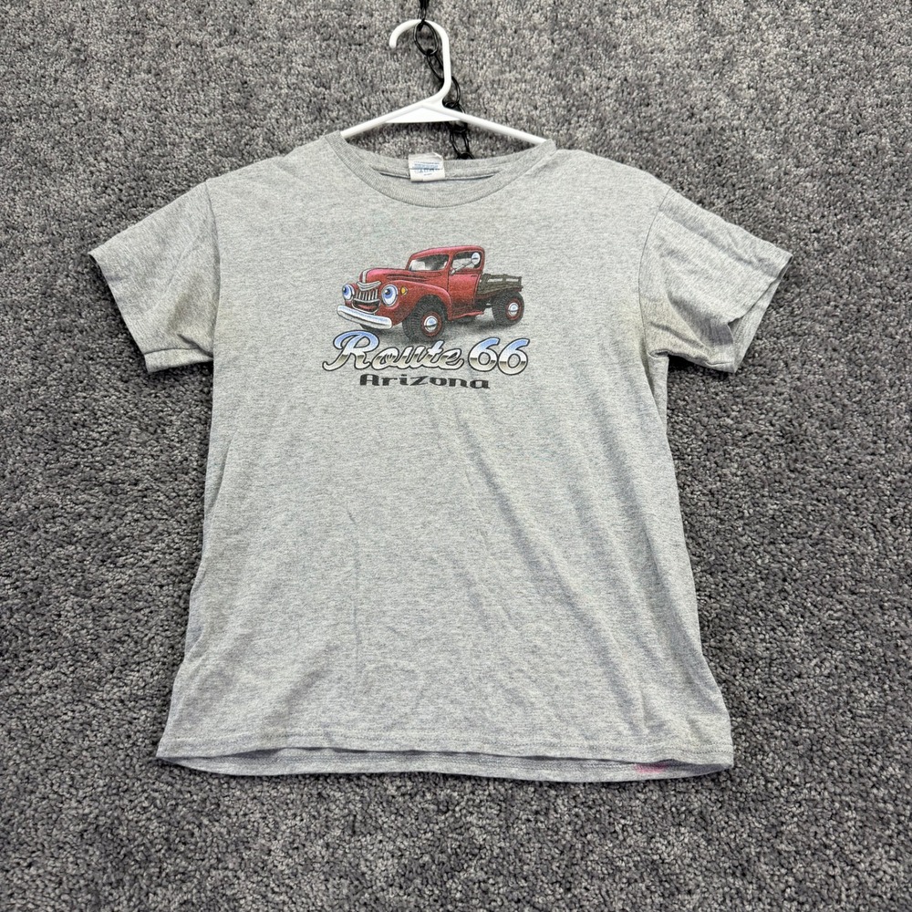 Delta T Shirt Boys Medium Gray Route 66 Arizona Red Truck Graphic Short Sleeve